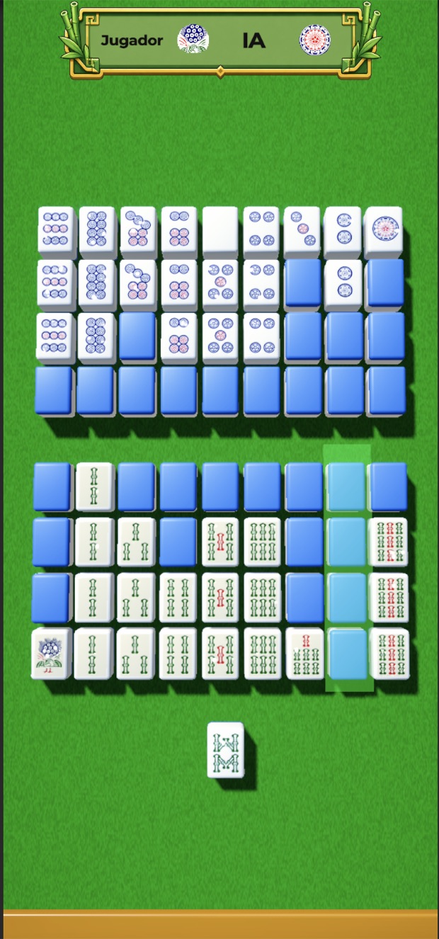 Mahjong Flow match against the AI